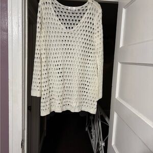 White V-Neck Knit Sweater